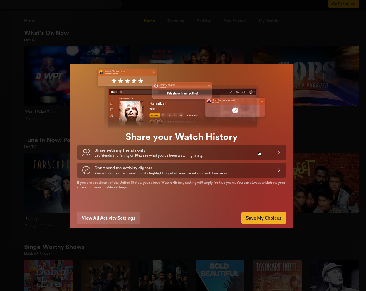 Set your watch history privacy screenshot