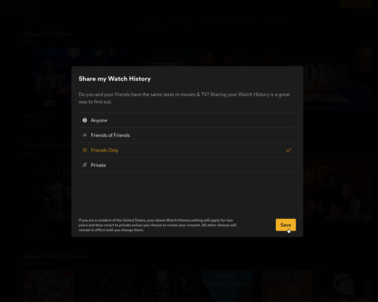 Set who can see your watch history screenshot
